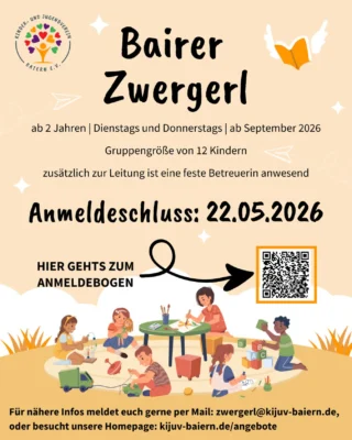 Unsere Bairer Zwergerl starten im September in eine nächste Runde 🧡 Hier ein paar Eckdaten, bei Interesse meldet euch gerne 💚

➡️ Den Link zum Anmeldebogen findet ihr in unserer Story bzw. unseren Highlights